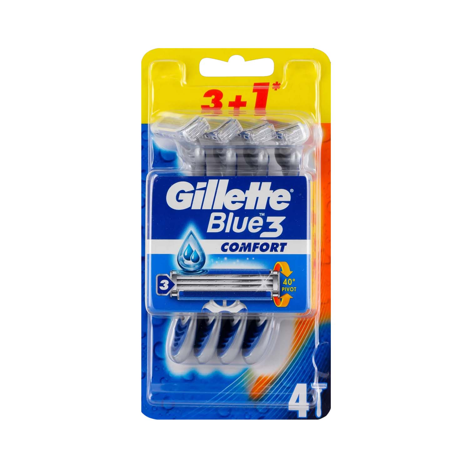 GILLETTE BLUE 3 COMFORT RAZORS 4s