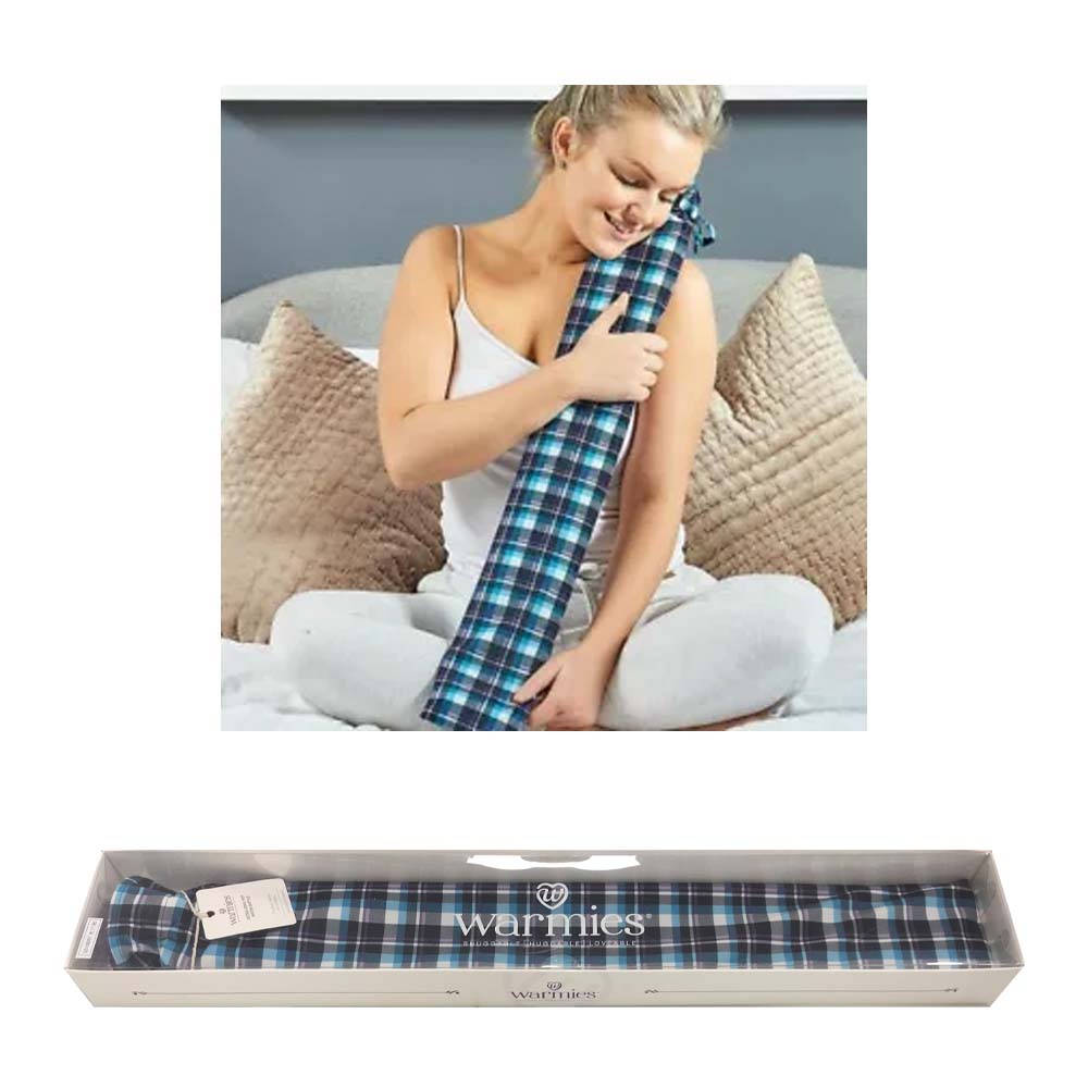 BOT-TAR-1 WARMIES LONG HOT WATER BOTTLE BLUE TARTAN BOXED