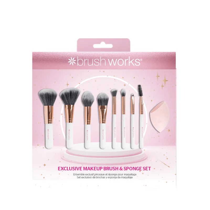 BRUSH WORKS 9pce MAKEUP BRUSH & SPONGE SET 25 12 602