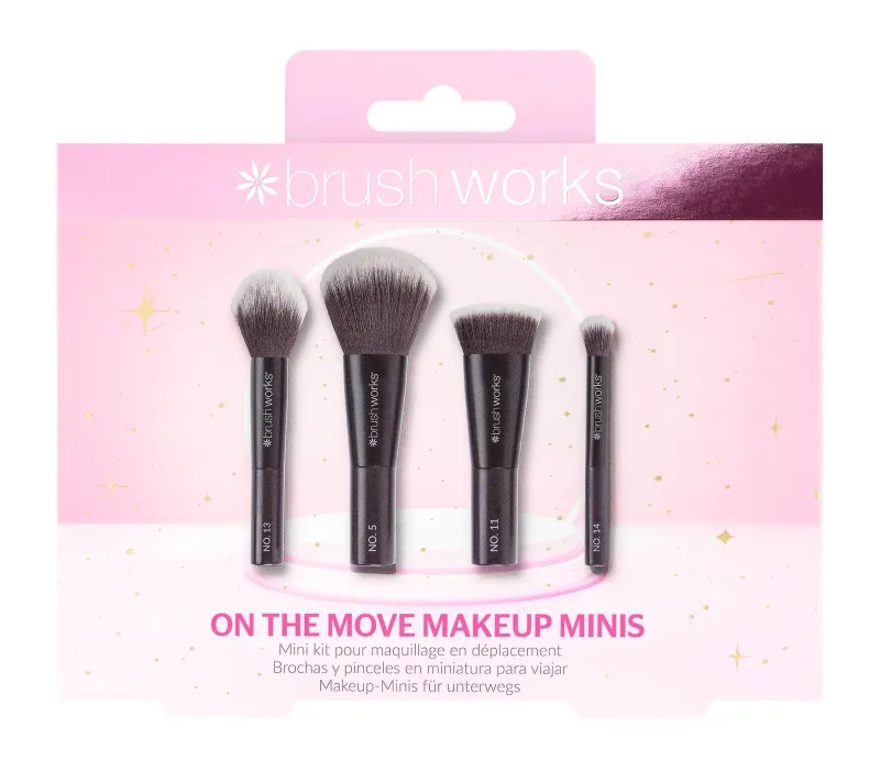 BRUSH WORKS 4pce ON THE MOVE MINI COSMETIC BRUSH SET 25 12 603