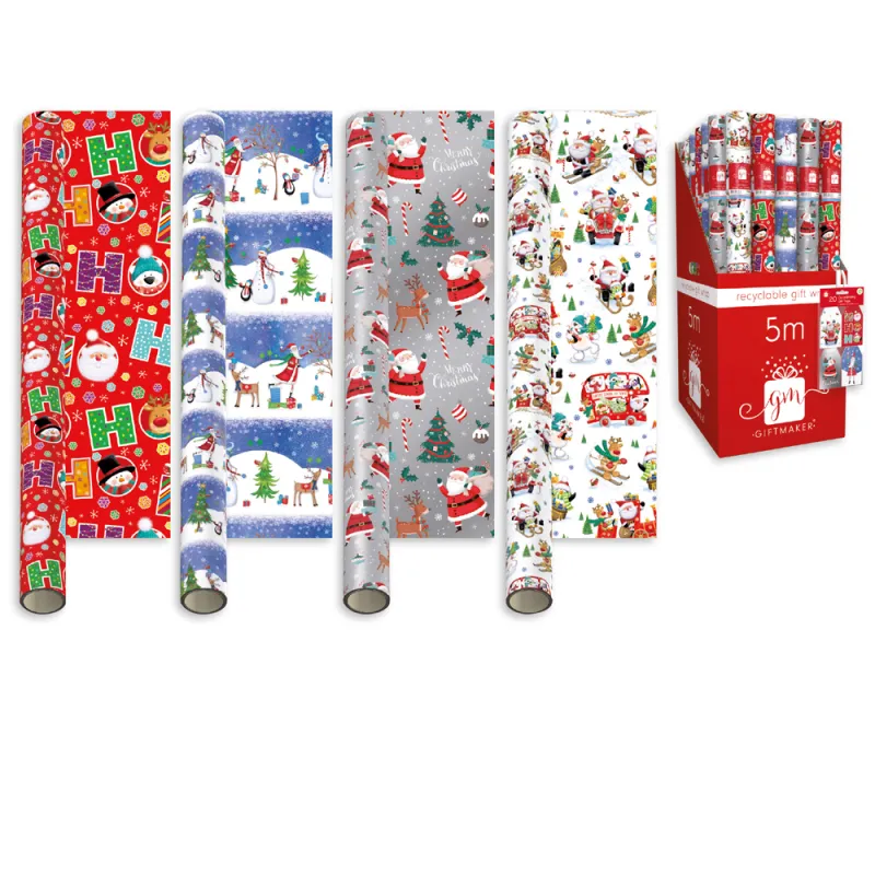 GIFTMAKER XMAS WRAPPING PAPER ROL 4M DISP x 50 (XAQGW106)