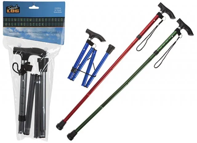 ADJUSTABLE FOLDING WALKING STICK COLOURED 725269