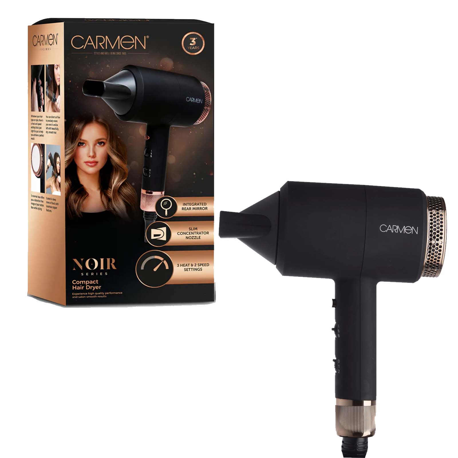 CARMEN NOIR SERIES 1800W HAIR DRYER