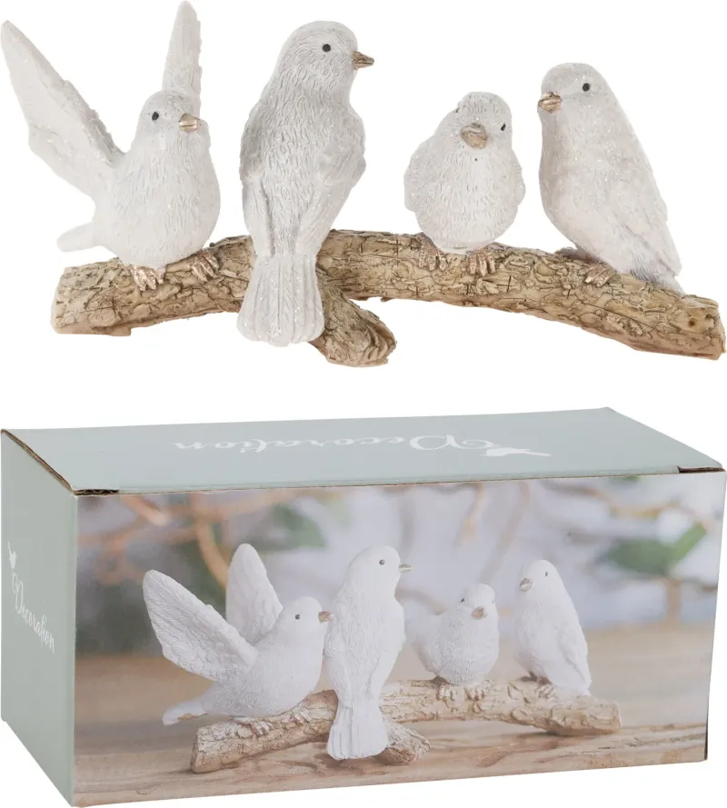 AAA756960 BIRDS ON BRANCH 16x7x7CM WHITE