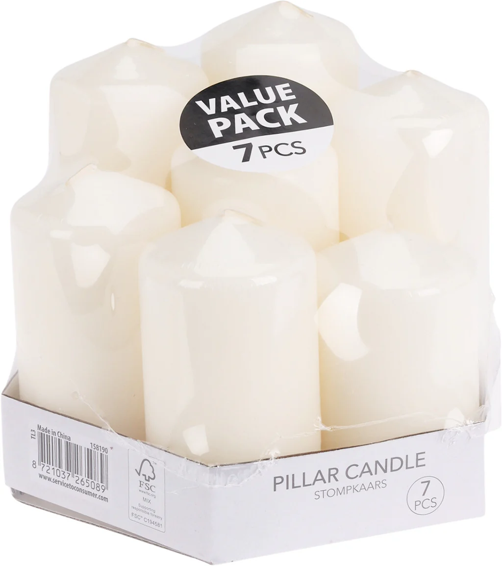 TL3100000 CANDLE PILLAR SET 7ASS WHITE x6