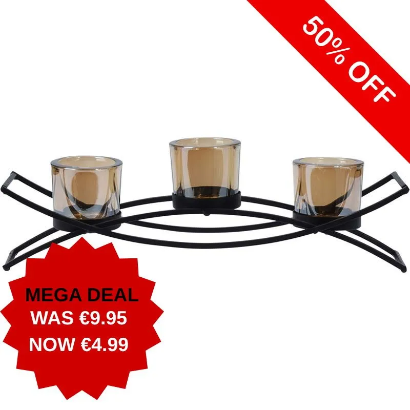 AKF000665 TEALIGHT HOLDER WAVE 3pc 35cm***SPECIAL 25