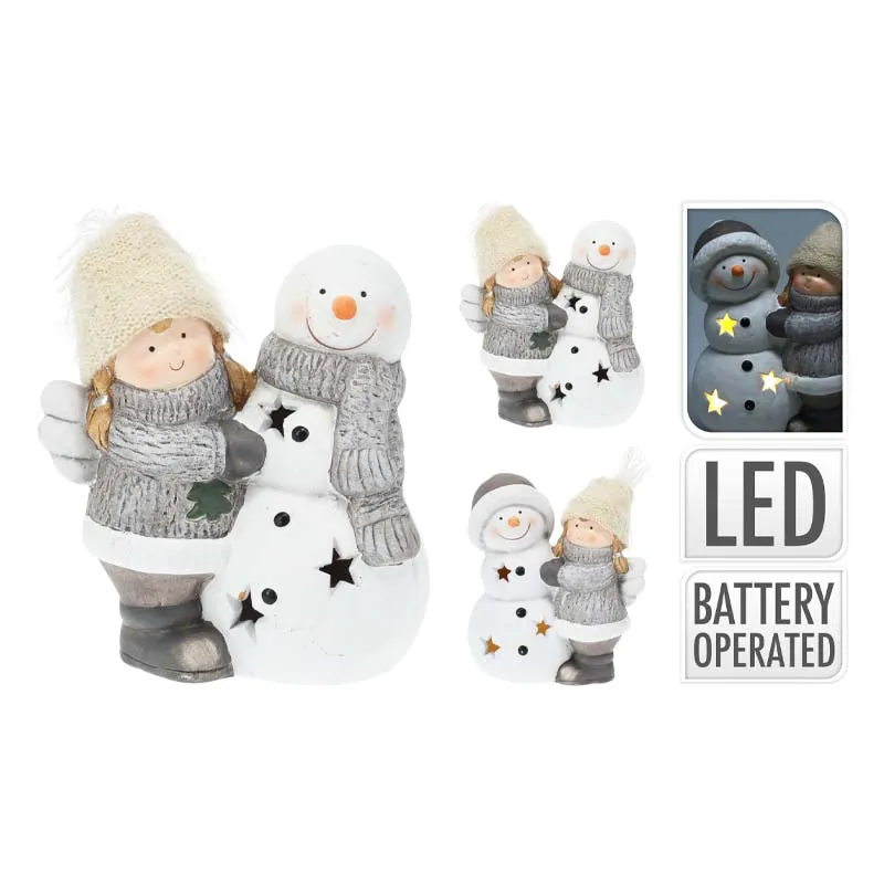 APF649470 ANGEL WITH SNOMAN LED 17cm x6***DS