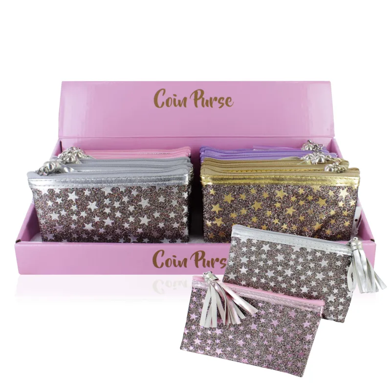 LP43178 GLITTER STAR COIN PURSE x12