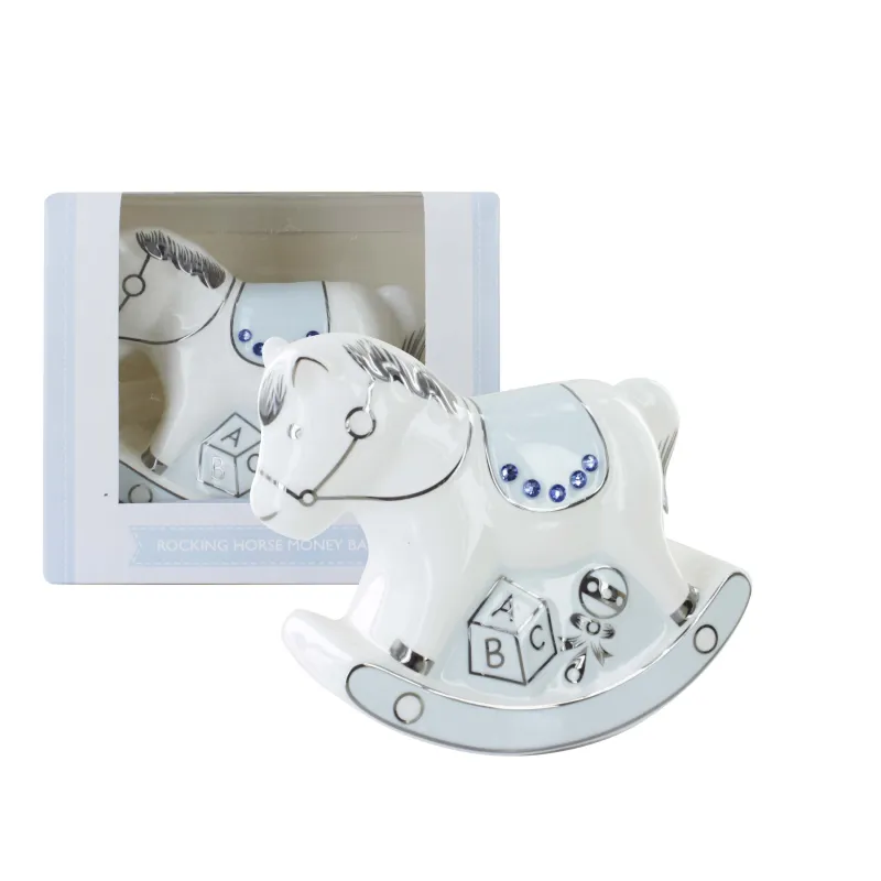 LP42944 BLUE ROCKING HORSE MONEY BANK