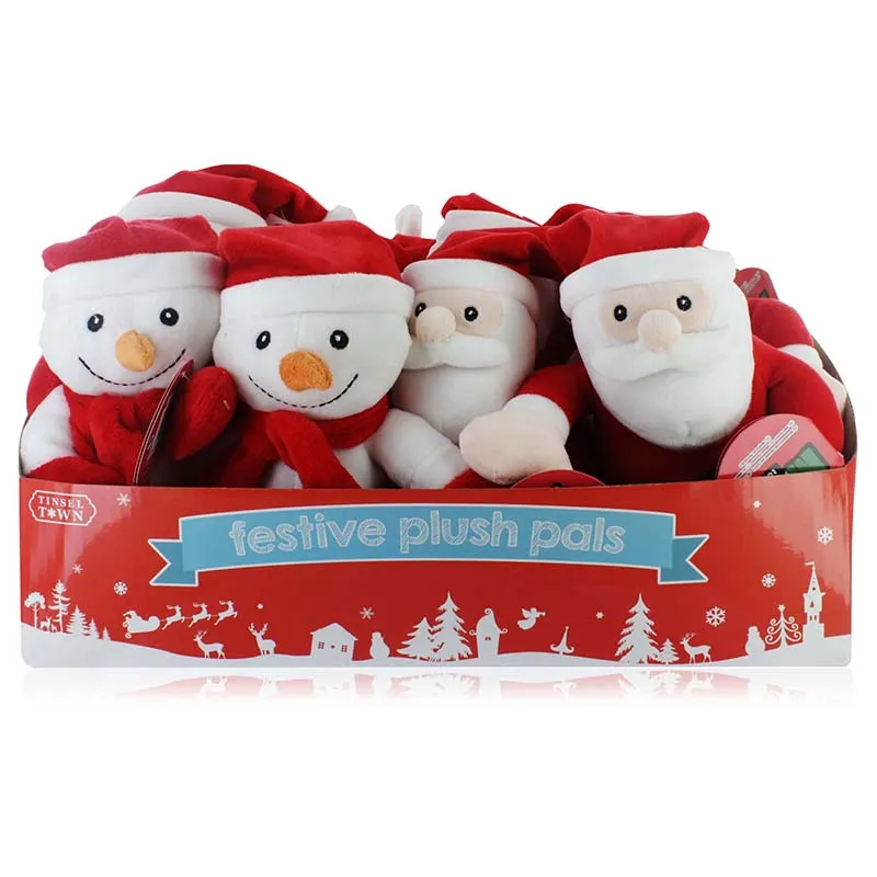 R01-1735 XMAS SNOWMAN/SANTA CUDDLY DISP x12
