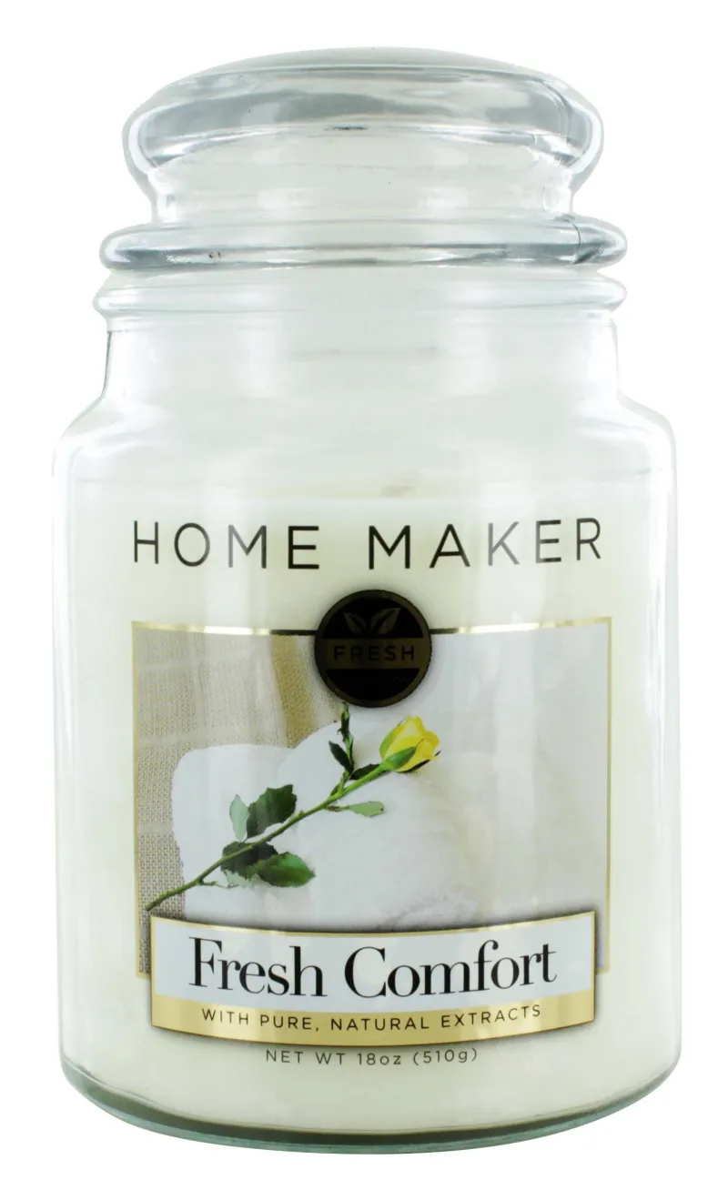 HOME MAKER  18oz GLASS CANDLE FRESH COMFORT X6