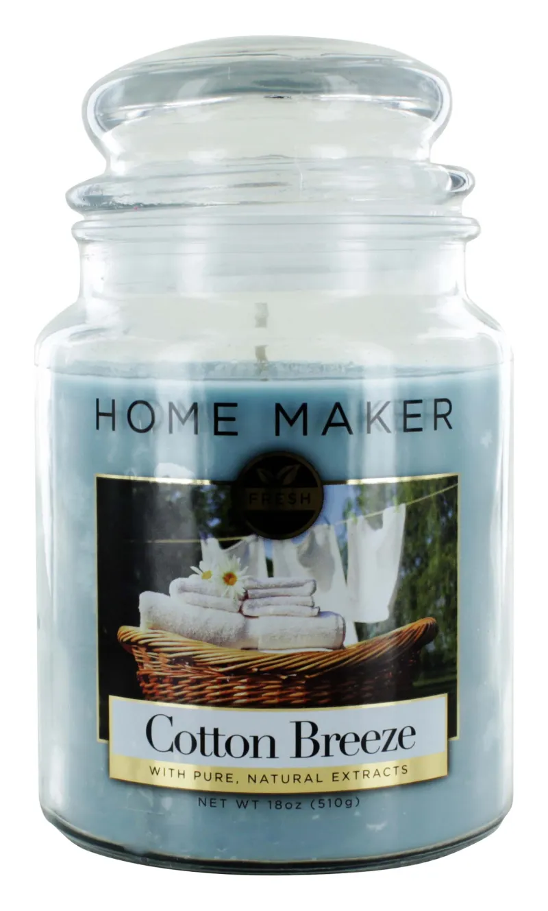 HOME MAKER  18oz GLASS CANDLE COTTON BREEZE X6