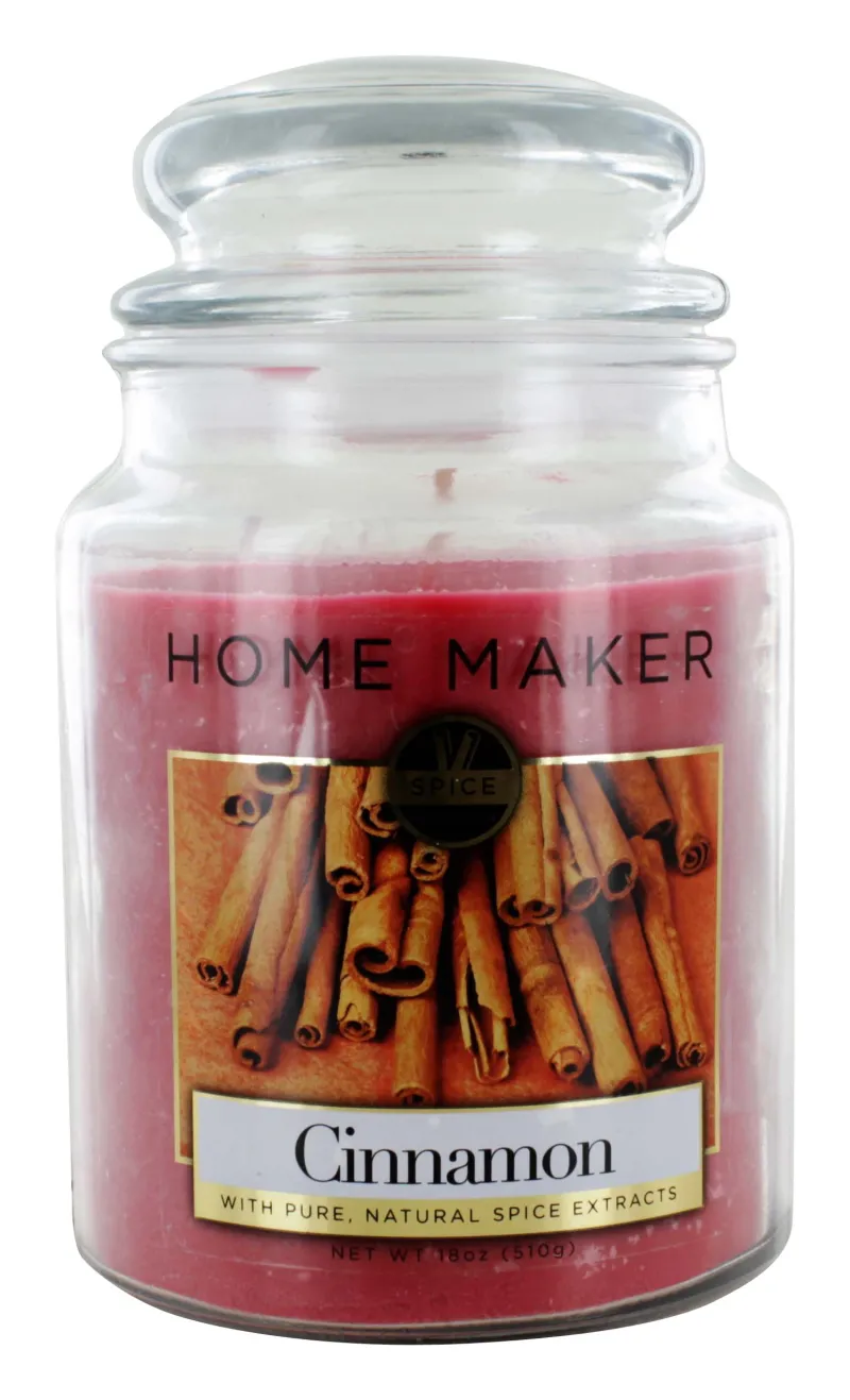 HOME MAKER  18oz GLASS CANDLE CINNAMON X6