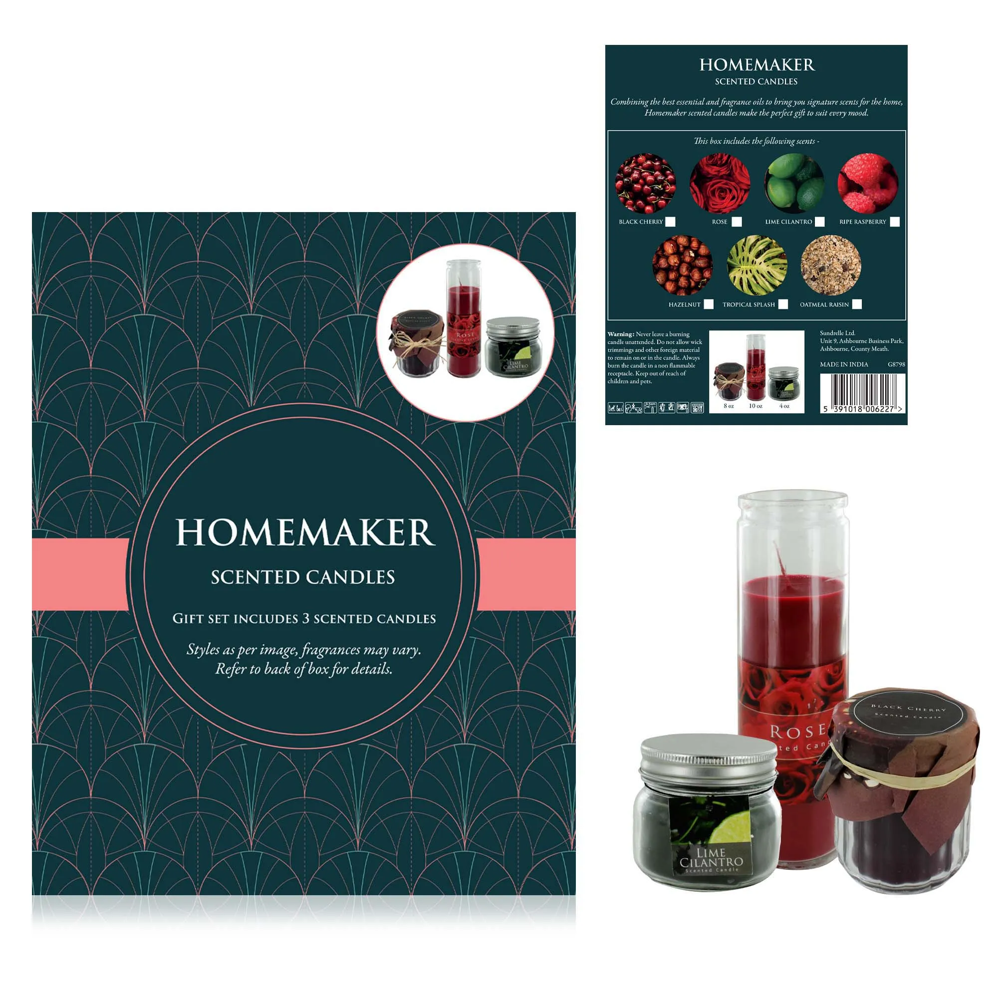 HOME MAKER 3pc CANDLE GIFT SET