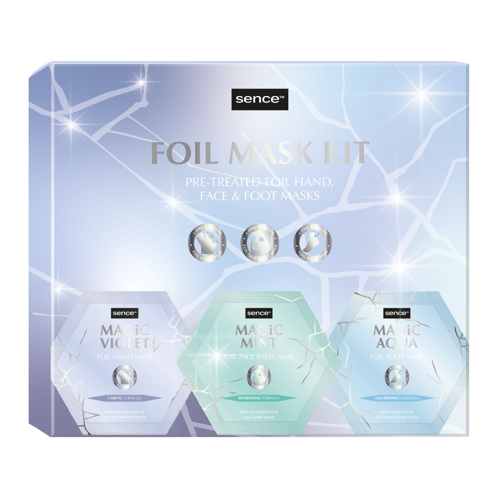 2040866 SENCE MYSTIC COLD 3pce FOIL FACE MASK SET
