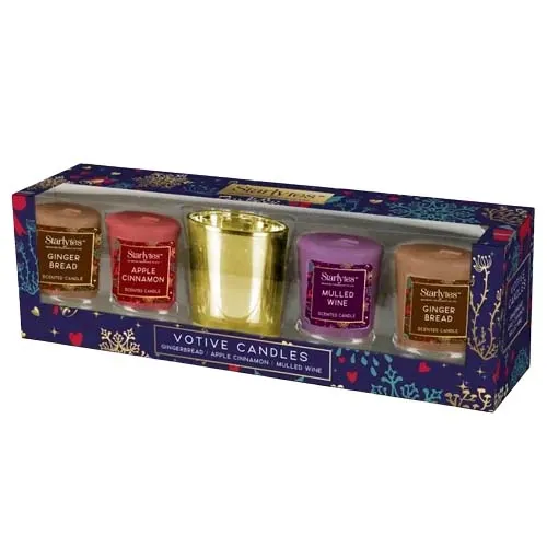 90641 STARLYTES CHRISTMAS 4PK VOTIVE & HOLDER