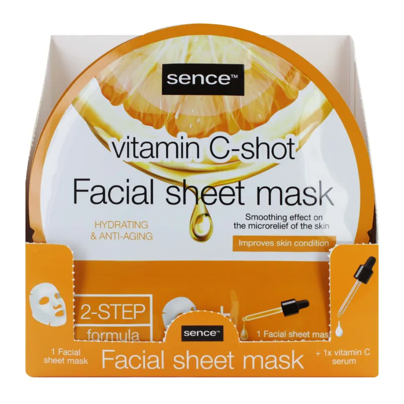 SENCE VITAMIN C SHOT FACIAL SHEET MASK SACHET x12