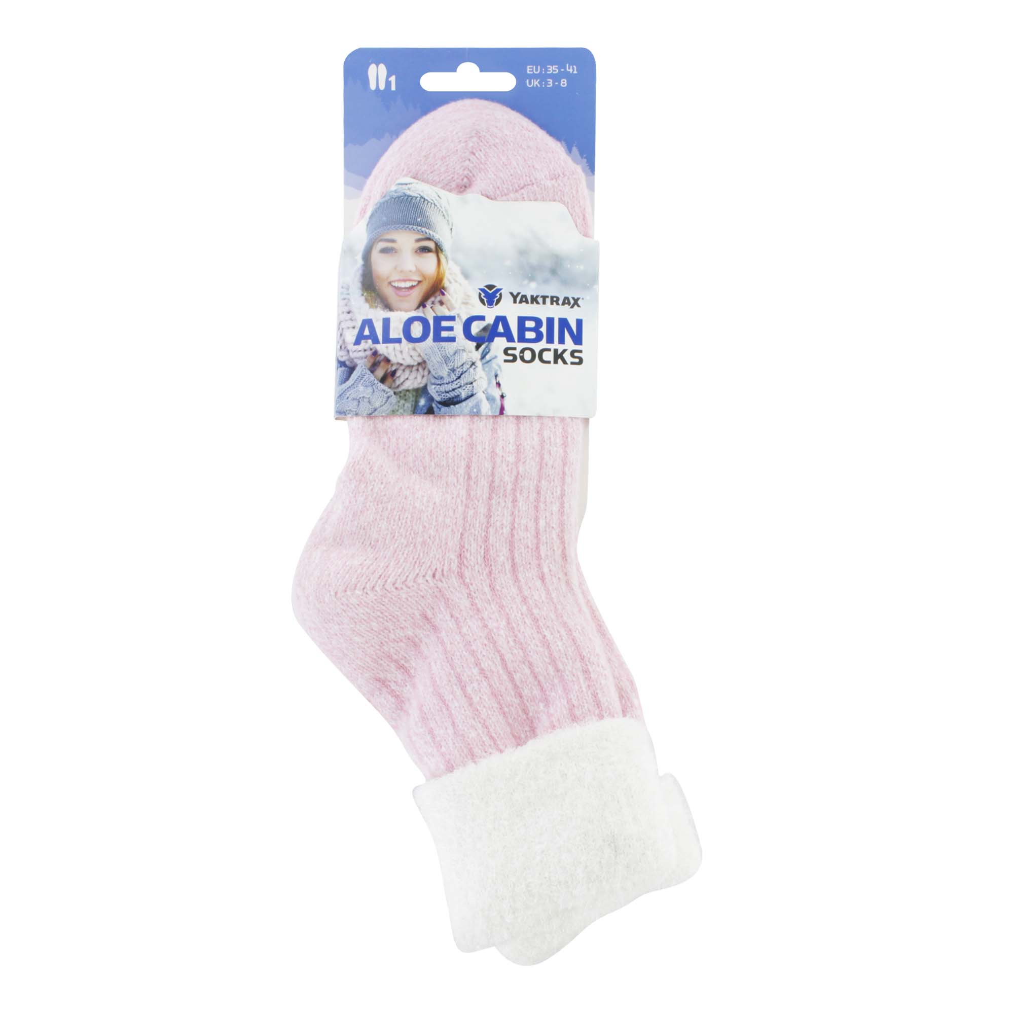 YAKTRAX CABIN SOCKS PINK/WHITE