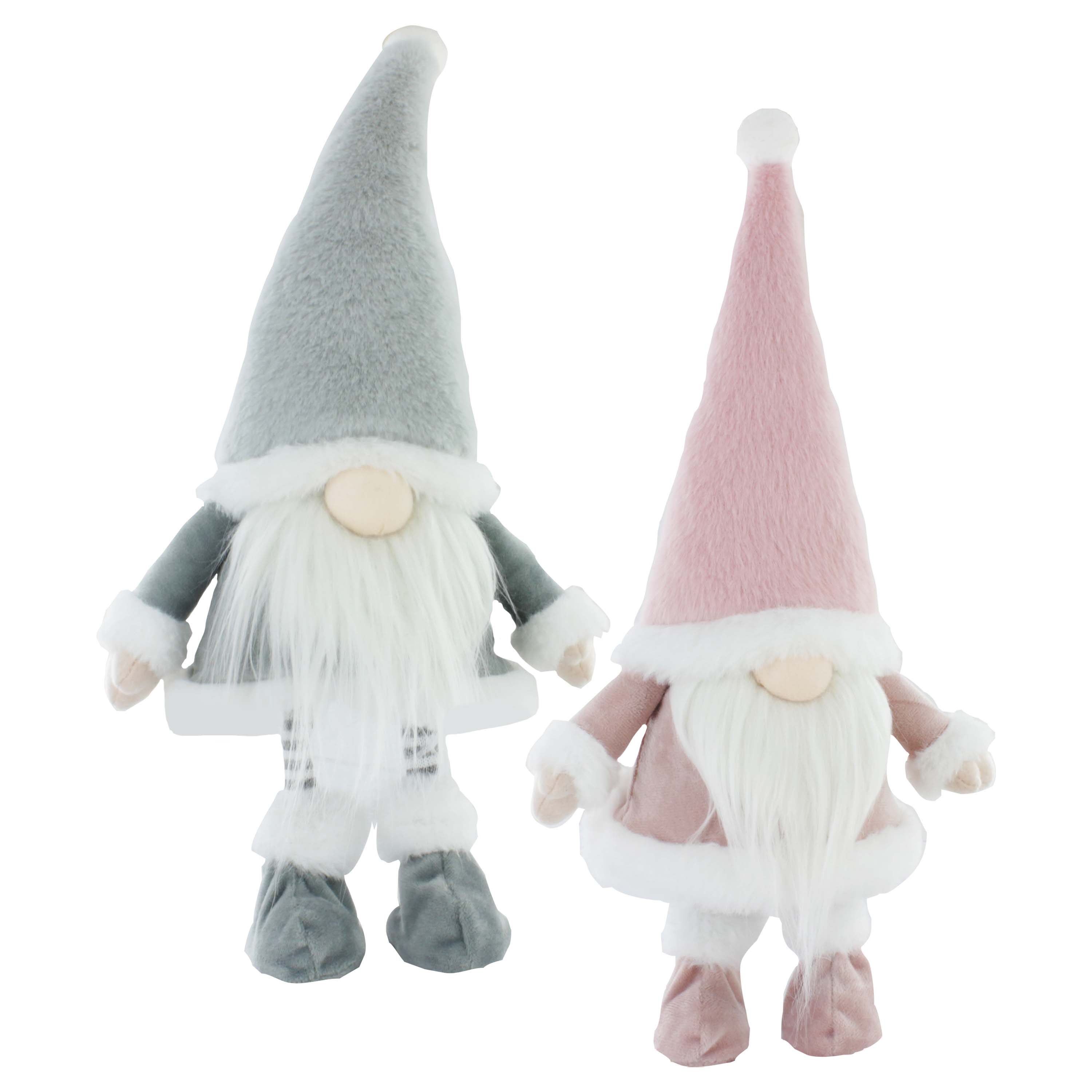 2401029-3 GREY/PINK GNOME SANTA H43cm