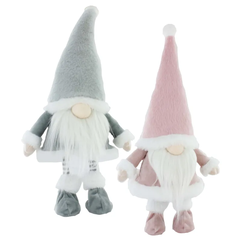 2401029-3 GREY/PINK GNOME SANTA H43cm