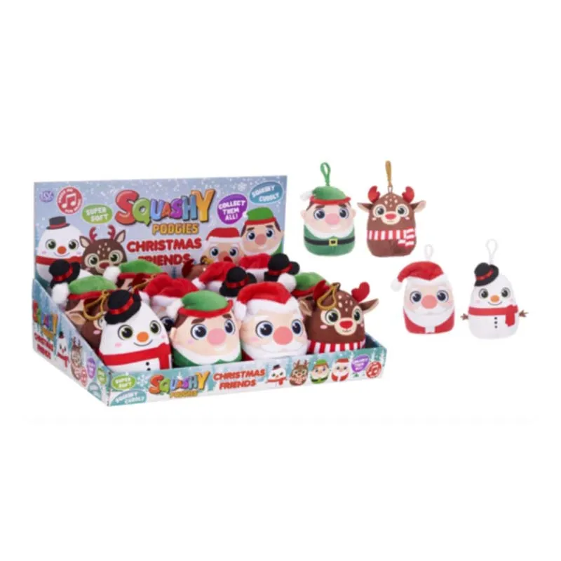 49367 SQUASHY PODGIE XMAS PLUSH WITH CLIP DISP x20