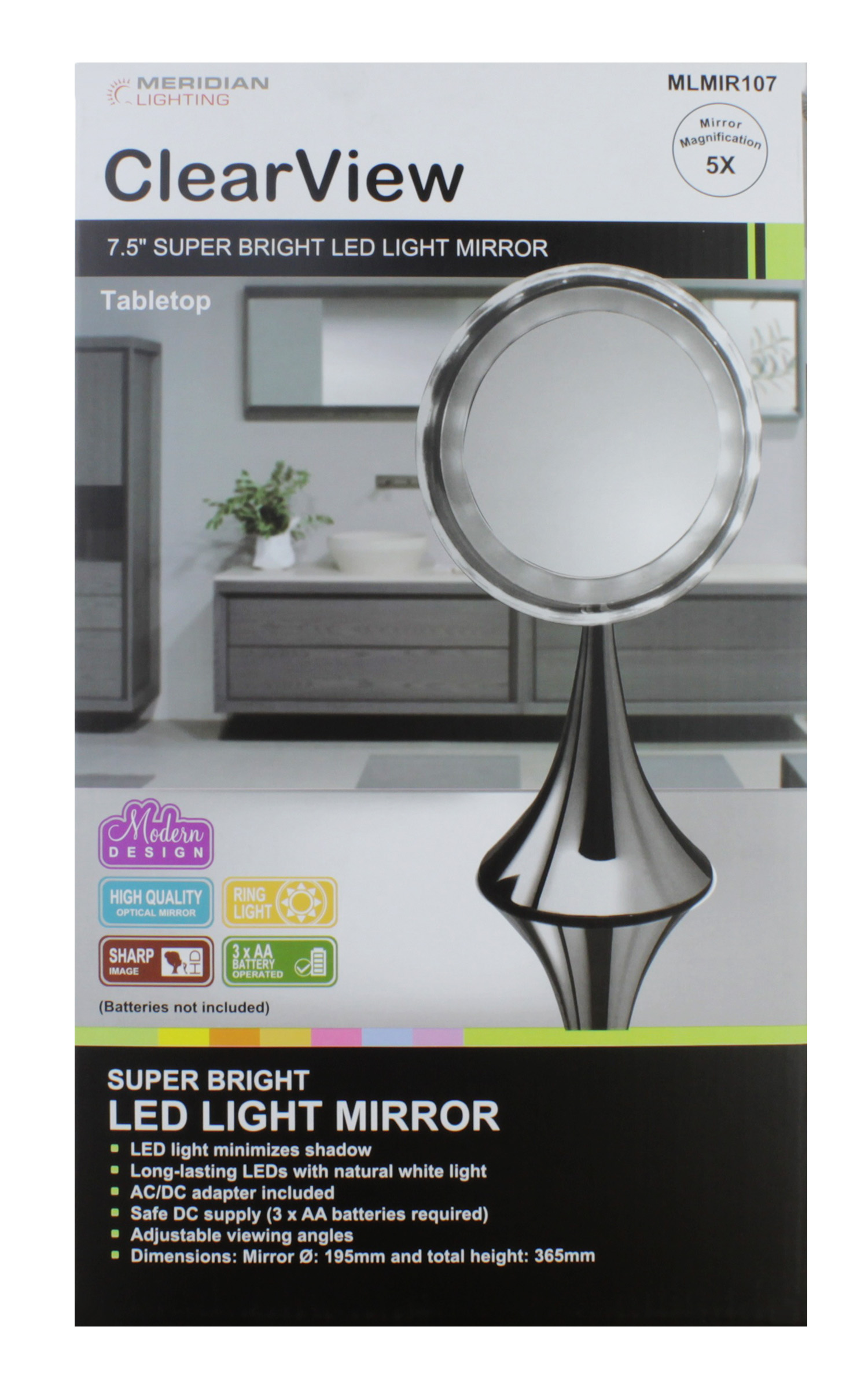 CLEAR VIEW 7.5" LED LIGHT MIRROR MLMIR107