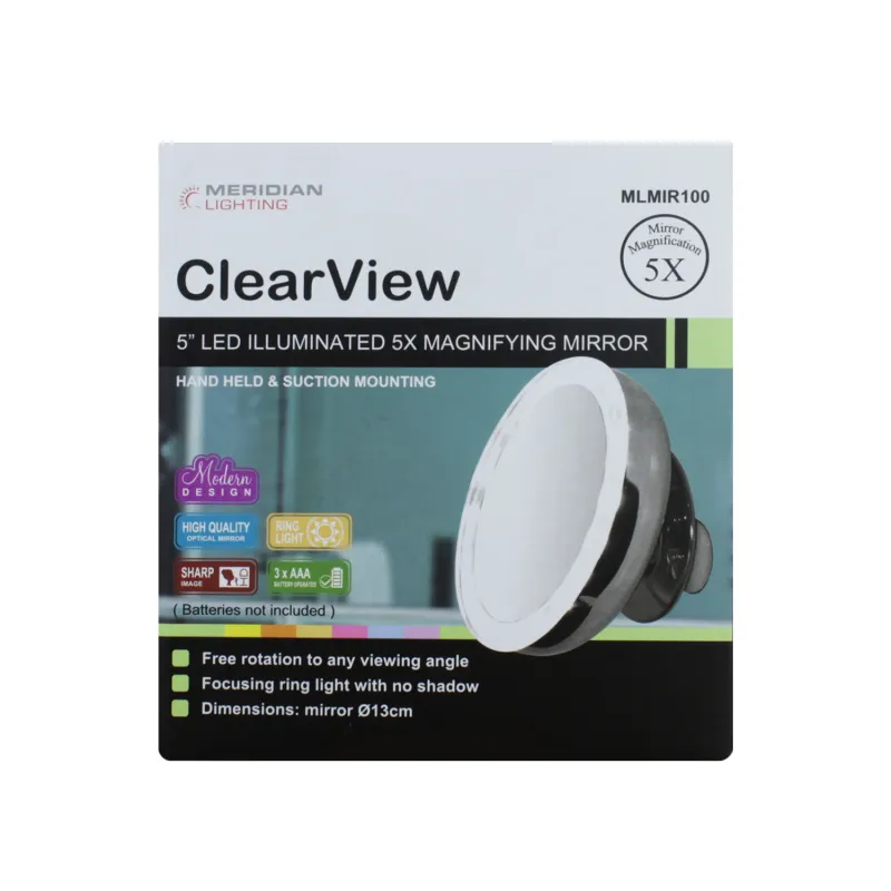 CLEAR VIEW 5" LED LIGHT MIRROR WALL MOUNT MLMIR100