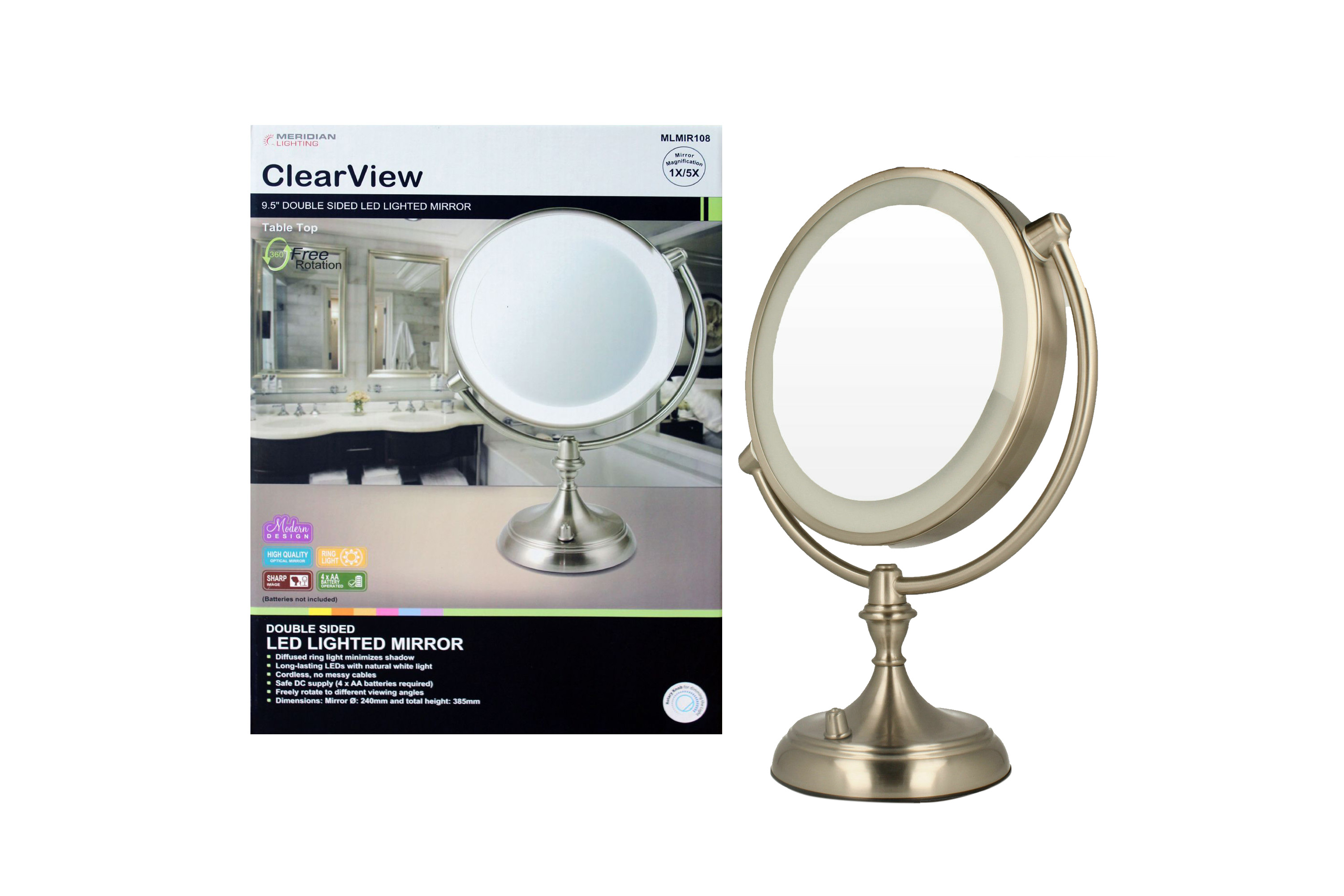 CLEAR VIEW 9.5" LED MIRROR MLMIR108