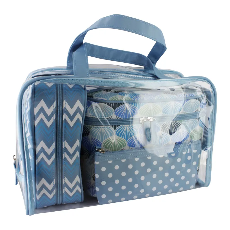 BLUE 4pce TOILET BAG SET