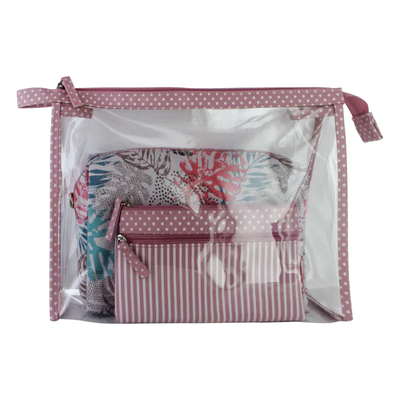 PINK 3 IN 1 TOILET BAG SET