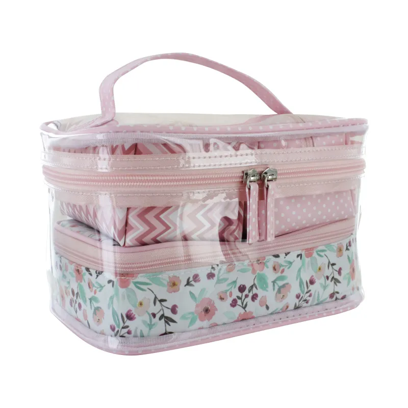 SQUARE 4 IN 1 TOILET BAG SET pink