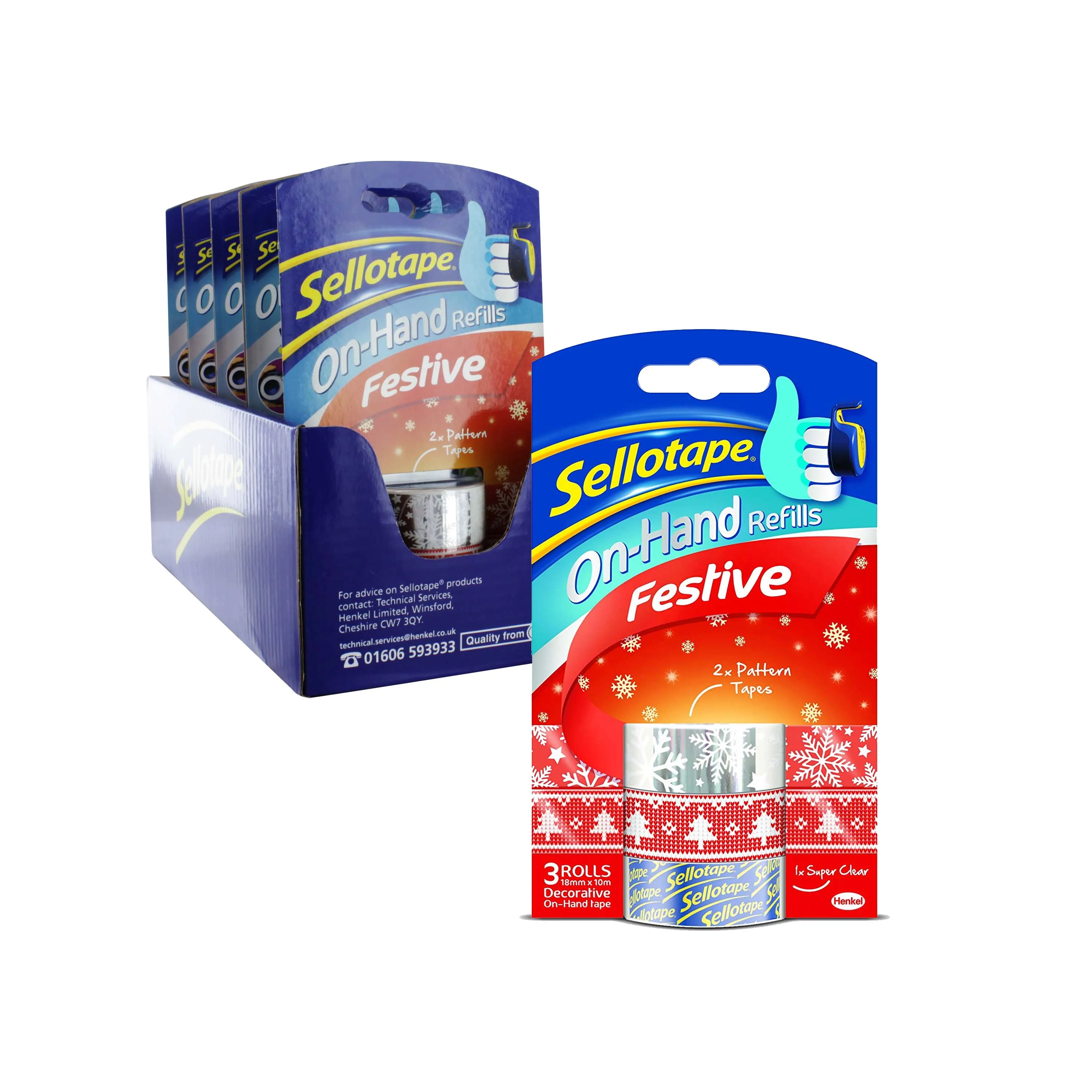 FESTIVE SELLOTAPE 3 ROLLS x 5