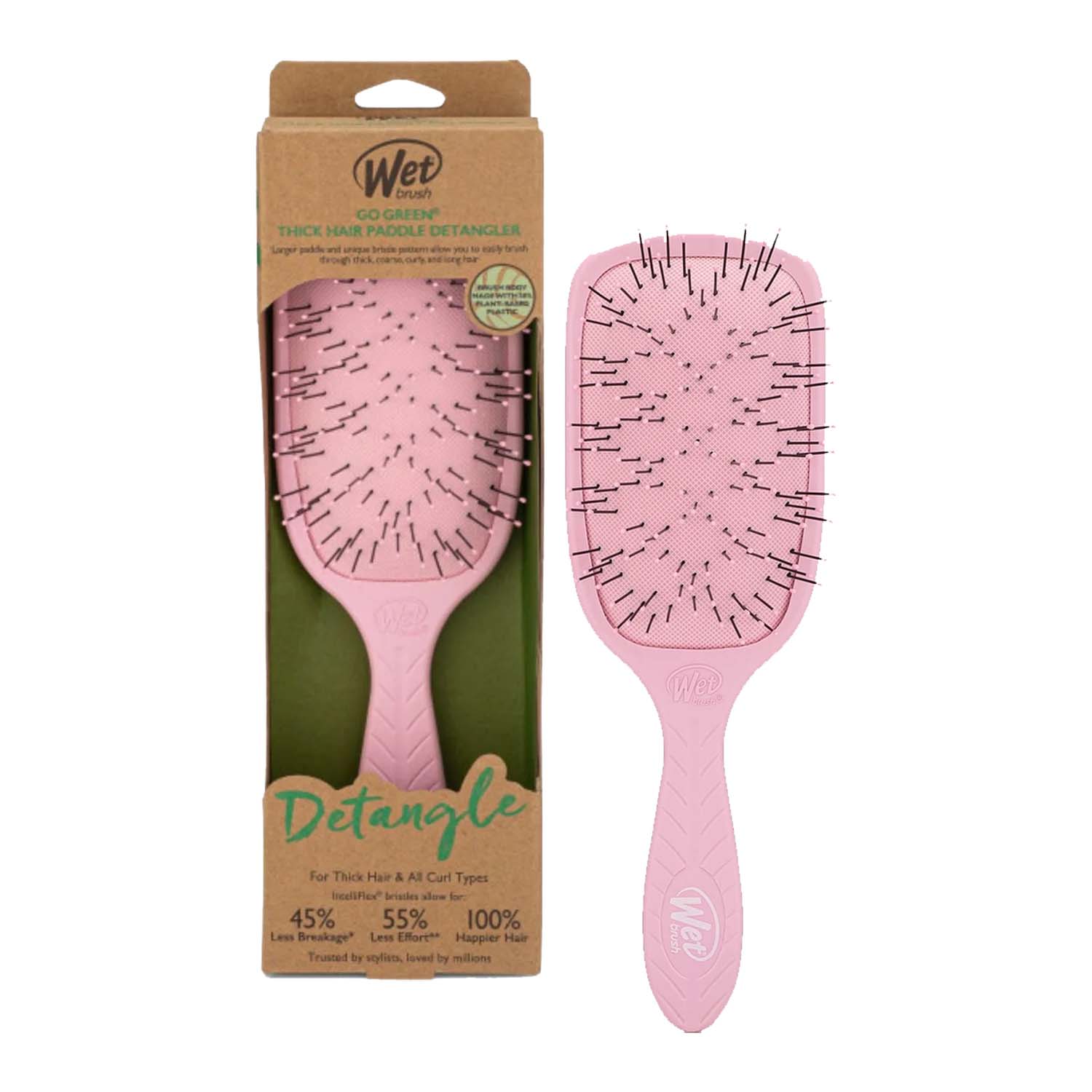 WET BRUSH GO GREEN PADDLE BRUSH DETANGLER PINK