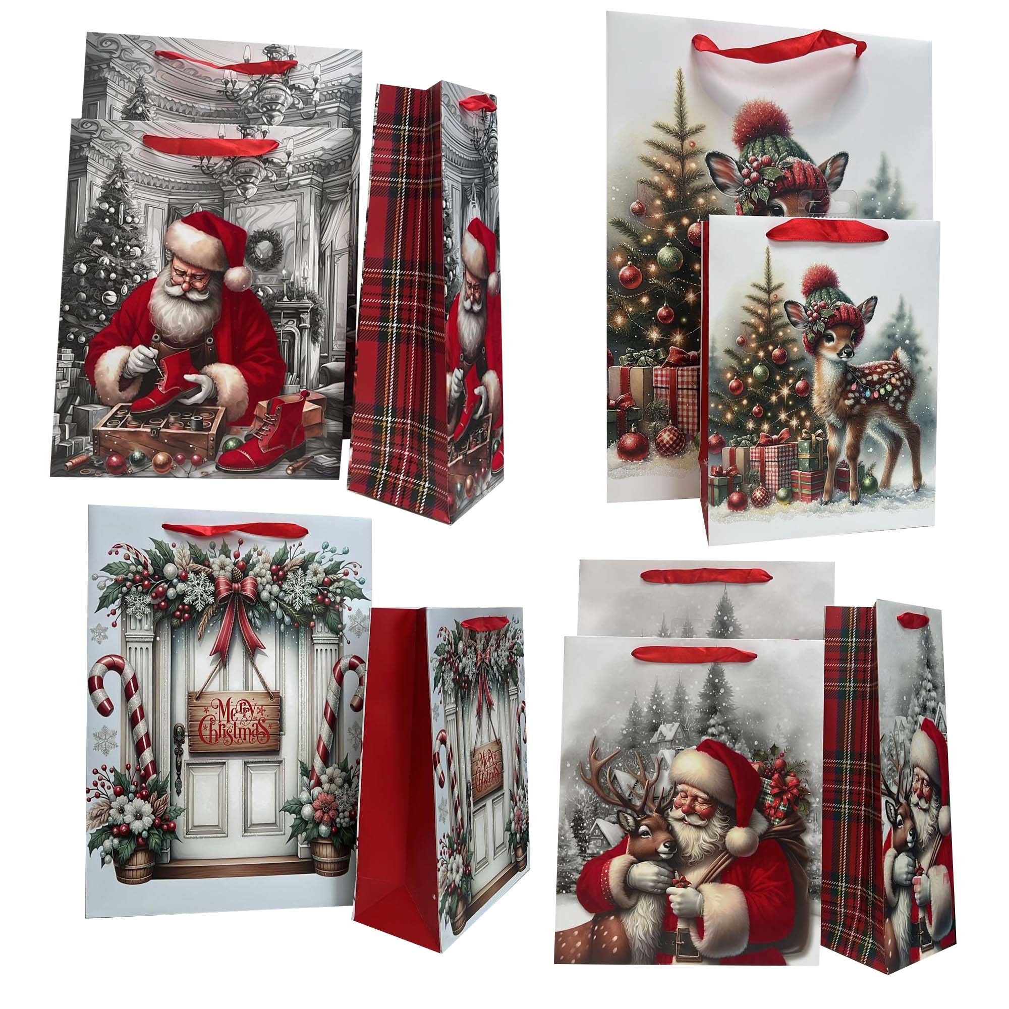 CHRISTMAS GIFT BAGS 2025  MEDIUM VELVET/ GLITTER