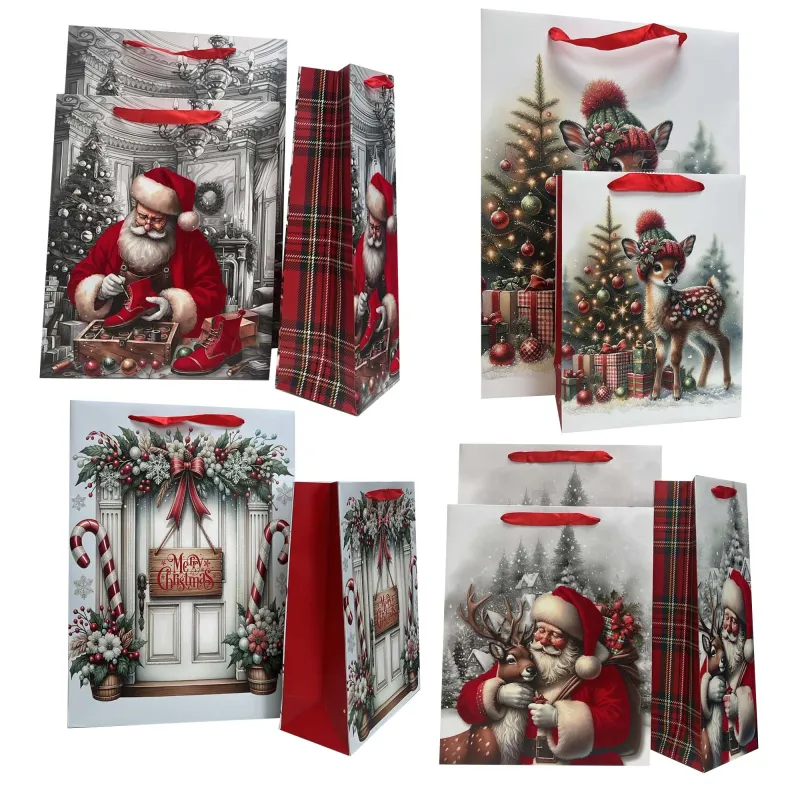 CHRISTMAS GIFT BAGS 2025  MEDIUM VELVET/ GLITTER