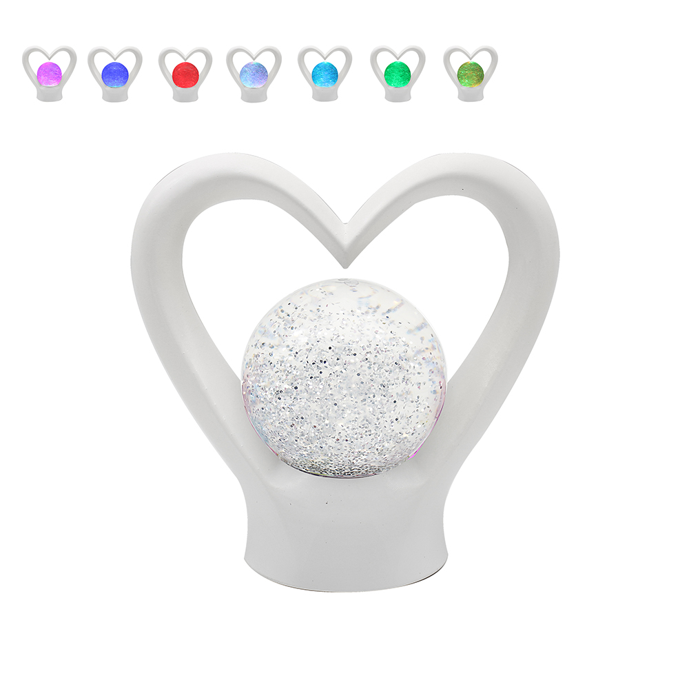 LP73164 HEART LAMP GLITTER WHITE