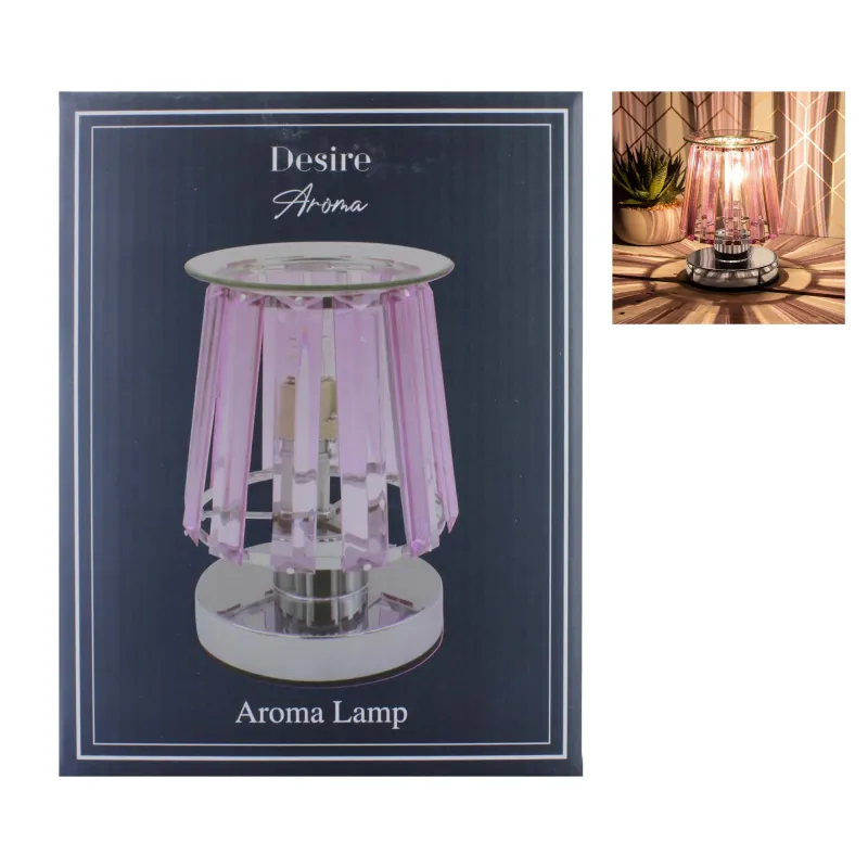 LP46762 DESIRE AROMA LAMP SILVER PINK CRYSTAL
