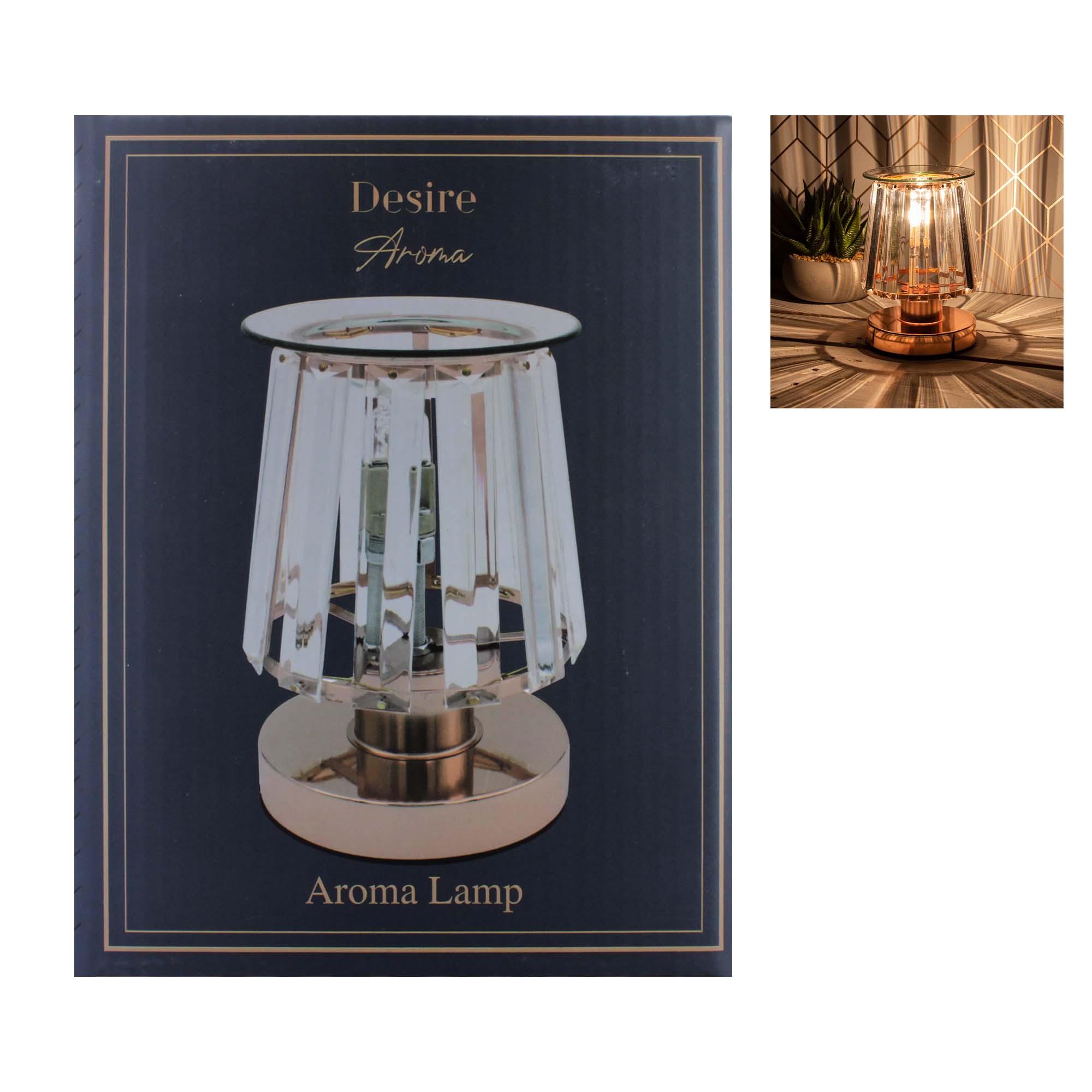 LP46763 DESIRE AROMA LAMP ROSE GOLD CRYSTAL