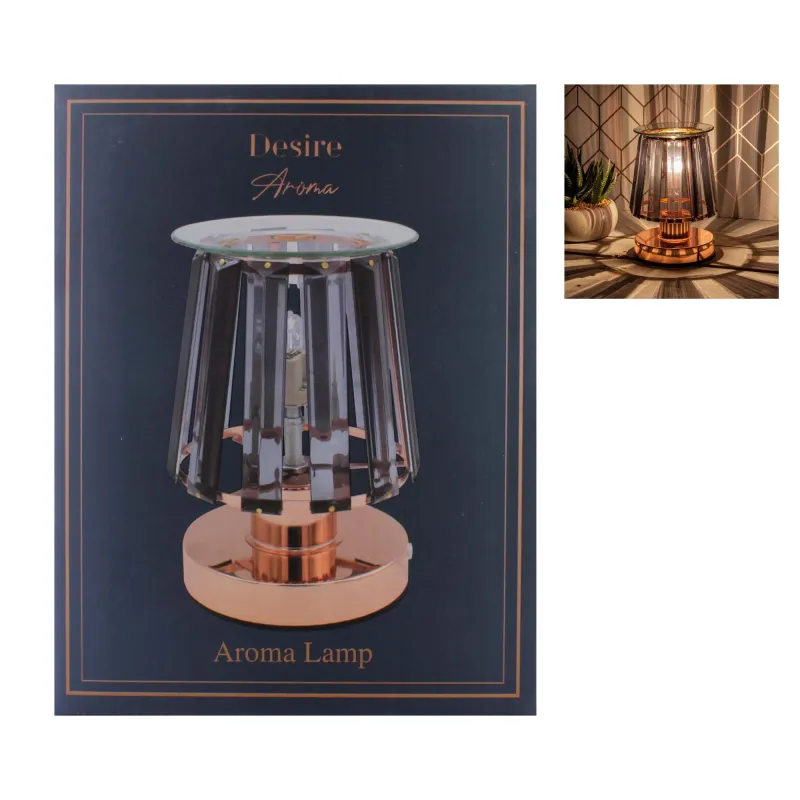 LP46764 DESIRE AROMA LAMP ROSE GOLD BLK CRYSTAL
