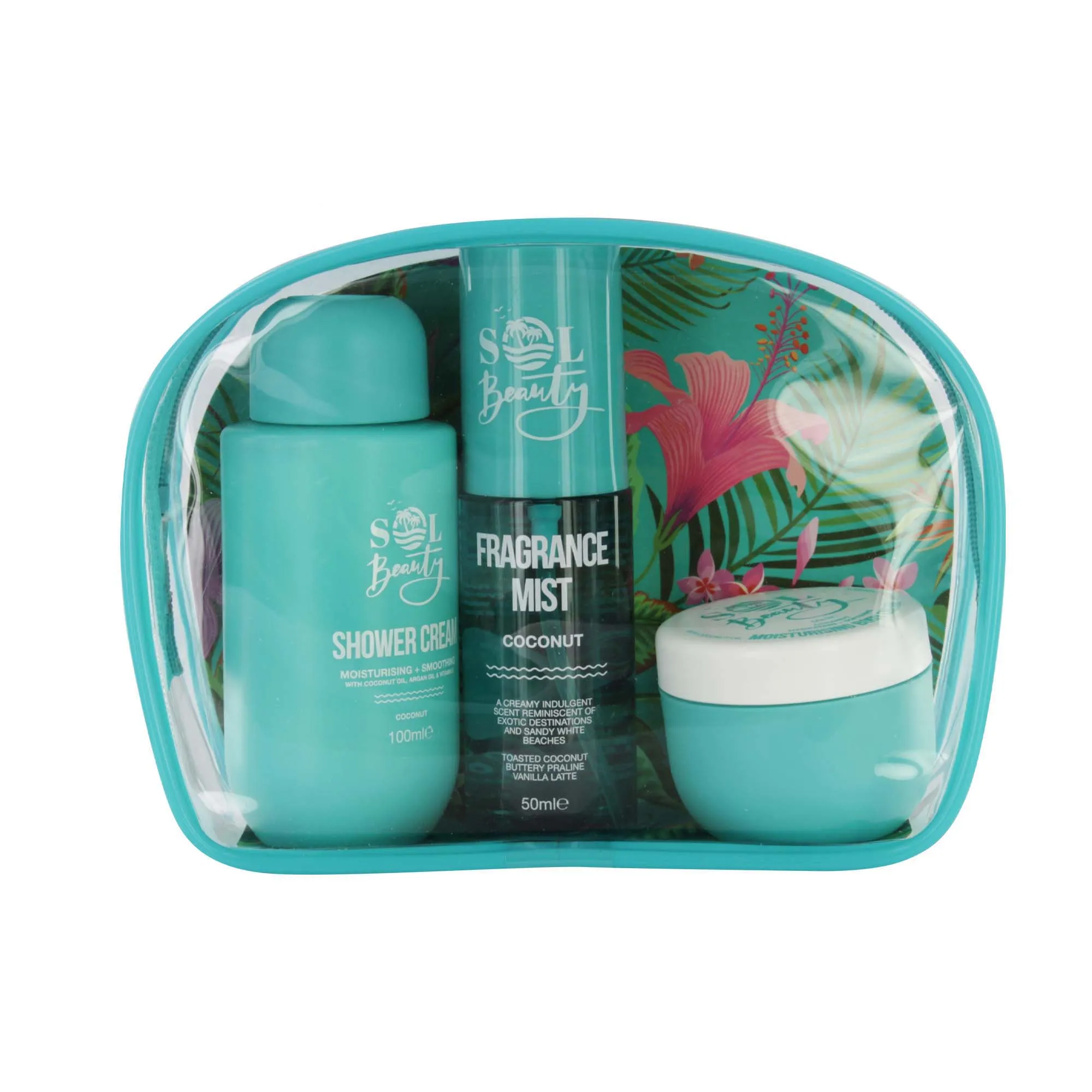 SOL BEAUTY BLUE COSMETIC BAG COCONUT x 6