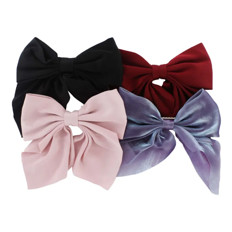 PLAIN SATIN BOW CLIP ON ASSORTED