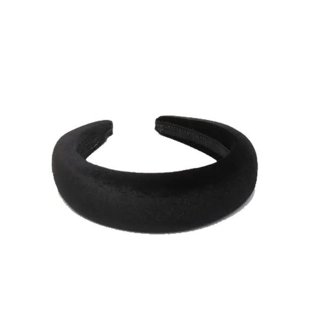 WIDE BLACK VELVET PADDED H/BAND