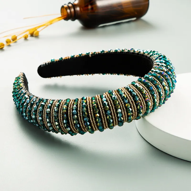 GREEN CRYSTAL BEAD DELUXE H/BAND