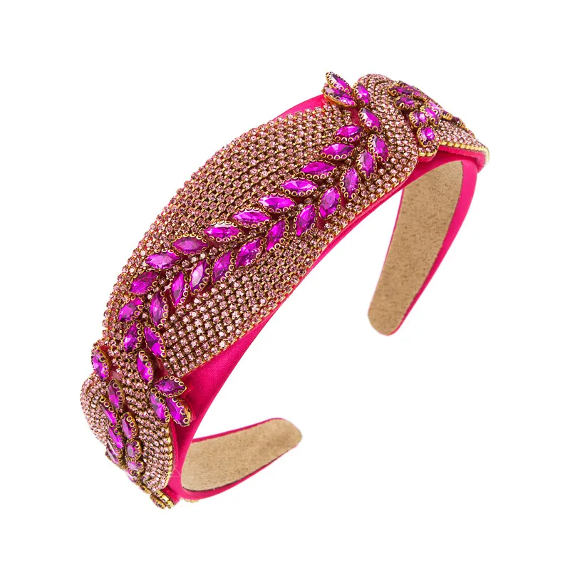 CERISE WIDE LEAF CRYSTAL DIAMONTE H/BAND