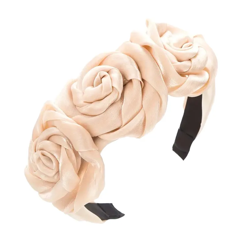 3 ROSE SATIN H/BAND IVORY