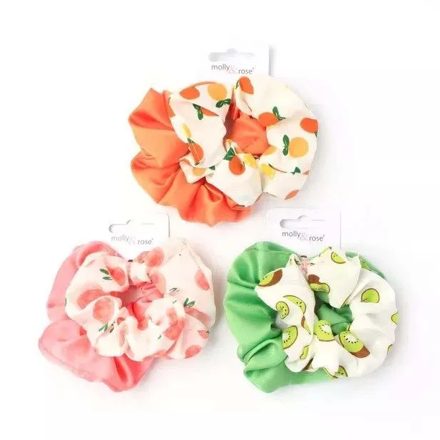 8156 molly & rose twin fruit/plain scrunchy
