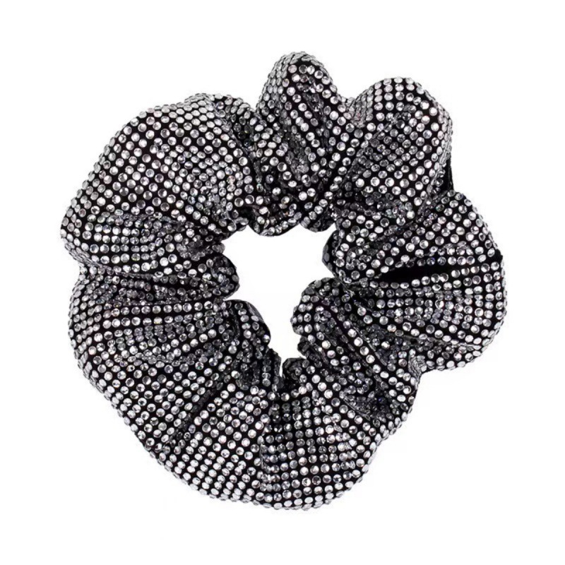 CRYSTAL SILVER/BLACK DELUXE SCRUNCHY