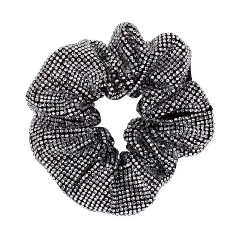 CRYSTAL SILVER/BLACK DELUXE SCRUNCHY