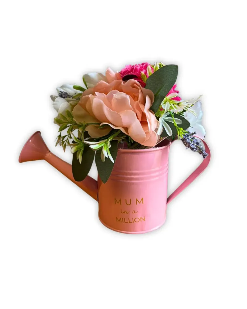 MOT7364OB MOTHERS DAY WATERING CAN WITH ARTIFICIAL FLOWERS