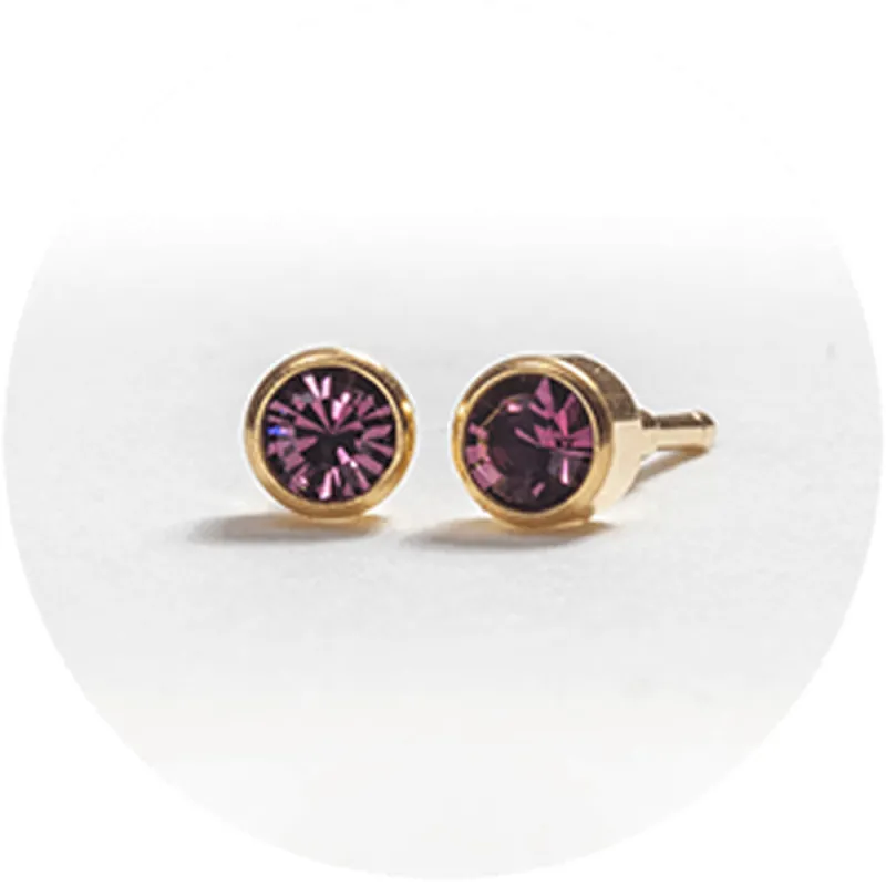 SYSTEM 2000 EAR STUDS FEBRUARY GOLD x 12